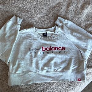 New Balance Light Gray Cropped Athletic Sweatshirt